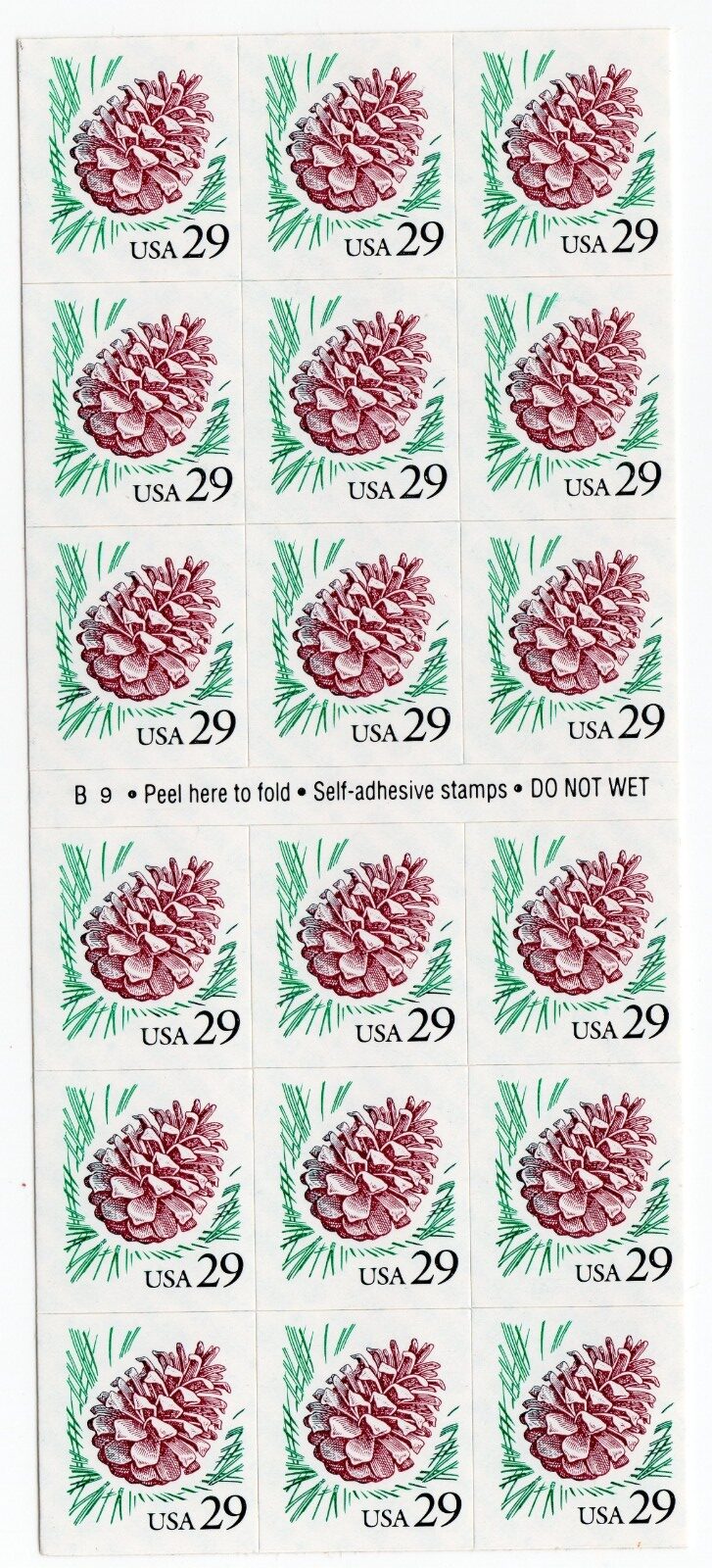 Scott #2491a Pine Cone Booklet of 18 Stamps - MNH P#B9