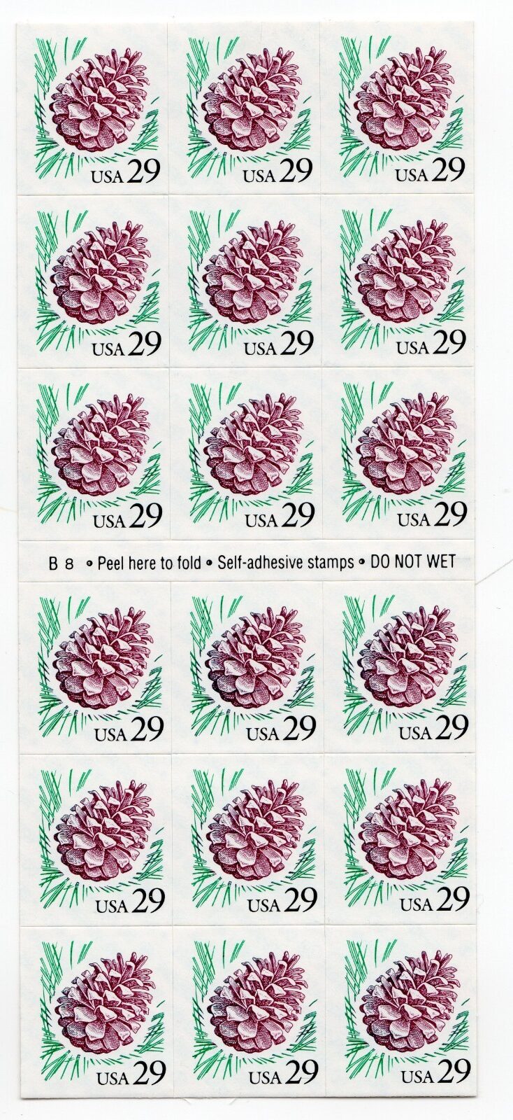 Scott #2491a Pine Cone Booklet of 18 Stamps - MNH P#B8