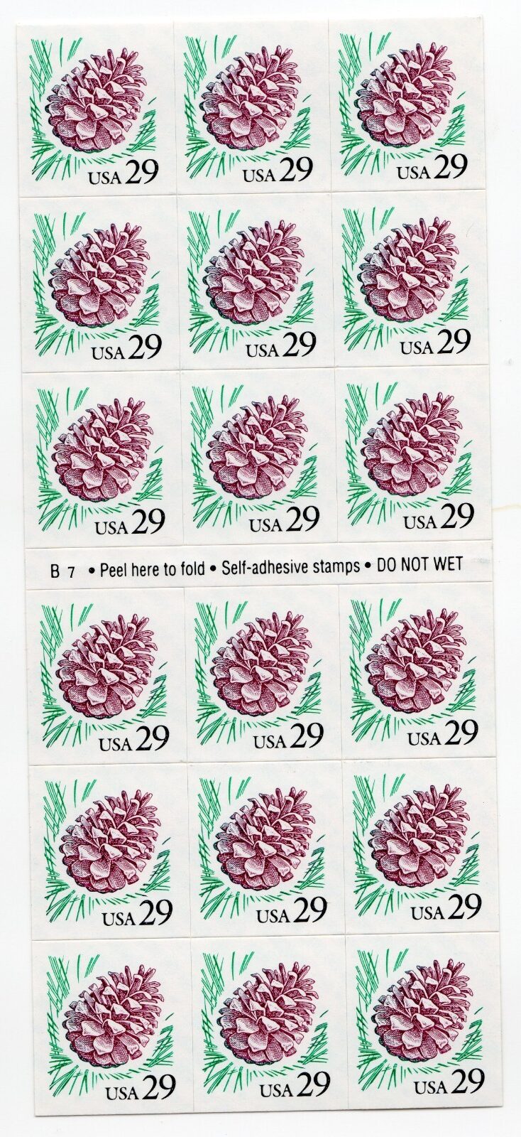 Scott #2491a Pine Cone Booklet of 18 Stamps - MNH P#B7