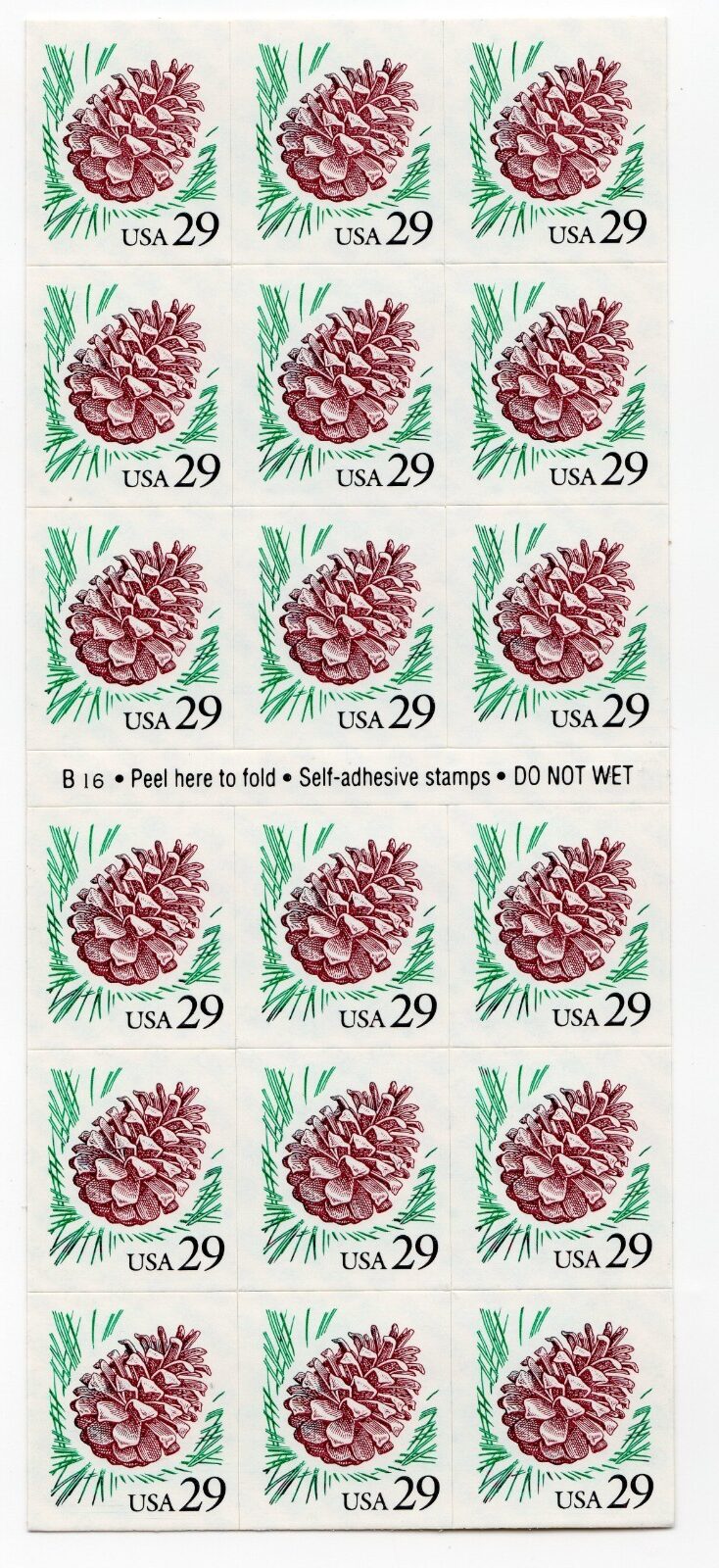Scott #2491a Pine Cone Booklet of 18 Stamps - MNH P#B16