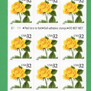 Scott #3049a Yellow Rose Booklet of 20 Stamps - MNH P#S1111 Gift of Life Marrow