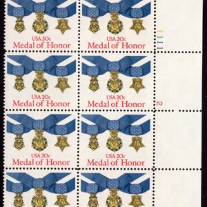 Scott #2045 Medal of Honor Plate Block of 8 Stamps - MNH UL P#1111-2