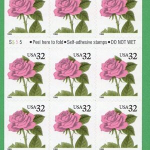 Scott #2492a Pink Rose Booklet of 20 Stamps - MNH P#S555