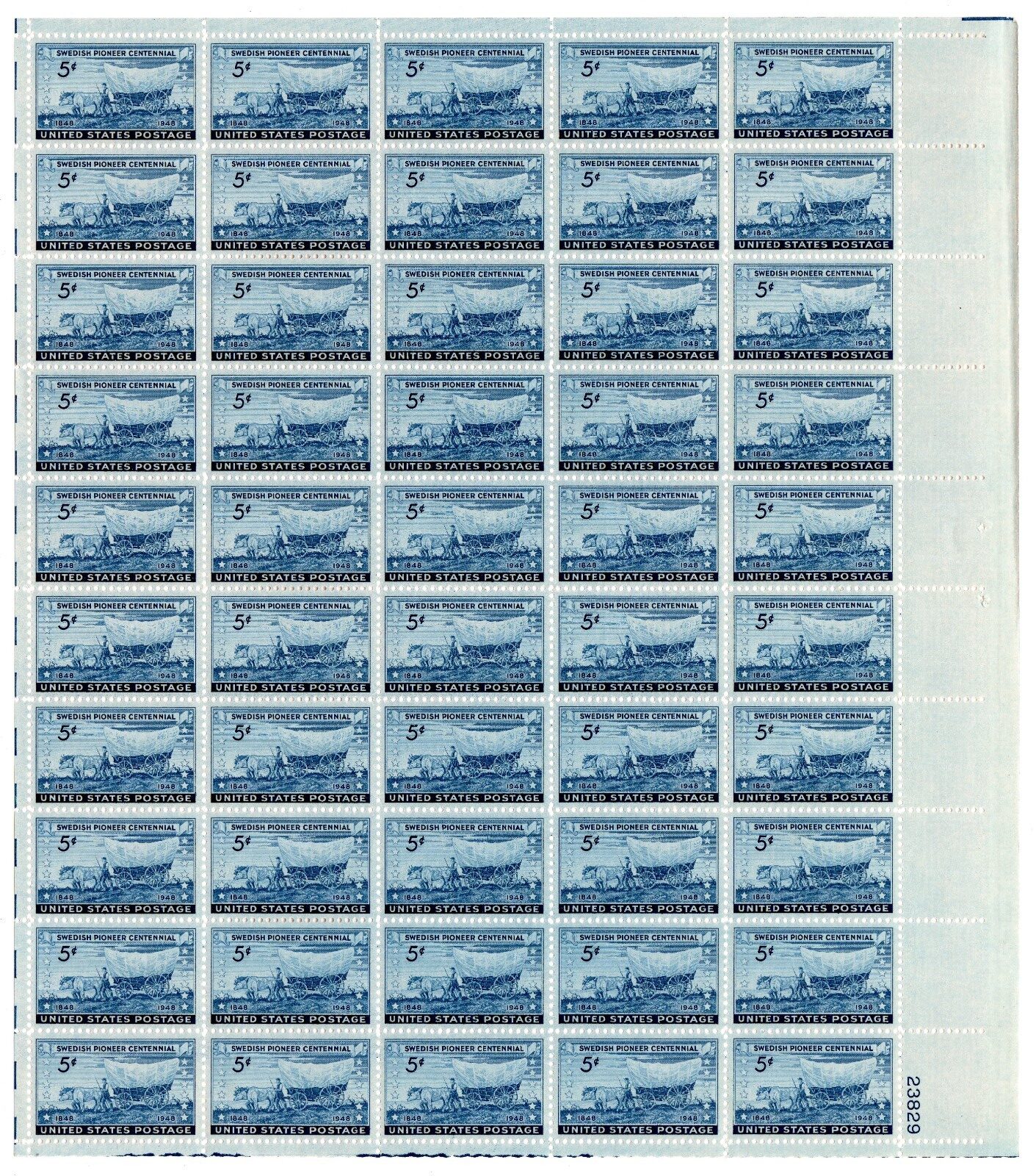 Scott #958 Swedish Pioneer Sheet of 50 Stamps - MNH P#23829 LR
