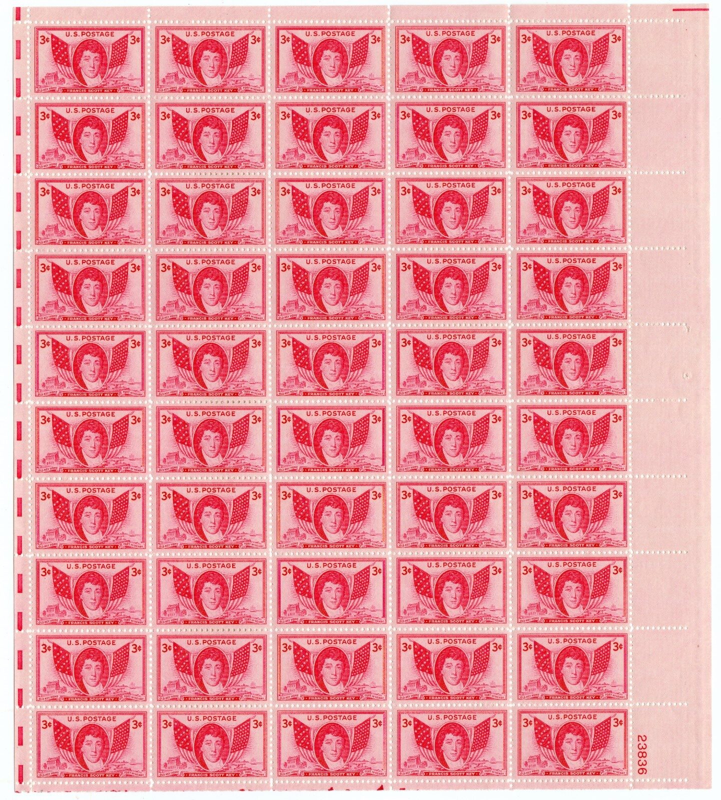 Scott #962 Francis Scott Key Sheet of 50 Stamps - MNH P#23836 LR