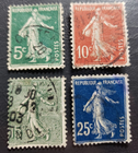 Stamp Europe France Sower - No Ground A22 5c, 10c, 15c, 25c 1903-1933