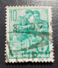 Stamp Europe Germany (DDR) 1953 Machinists A43 sc#159 blue green