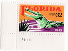 Scott #2950 Florida Gators Plate # Single 32¢ Stamp - MNH