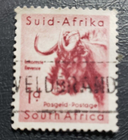 Stamp South Africa "Gnu" 1954 A101 sc# 201 1p rose brown