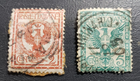 Stamp Europe Italy 1901 Coat of Arms A43 #77 2c org brn & A44 #78 5c bluegreen