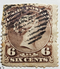 Stamp Canada 1868 "Queen Victoria" A18 #27 6c dark brown used