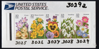 Scott #3029a - Garden Flowers Booklet Pane of 5 Stamps - Sealed