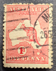 Stamp Australia 1913 A1 "Map with Kangaroo" #2 Type I used