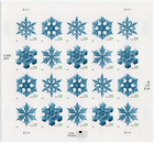 Scott #4104a (4101-04) Christmas Snowflakes Sheet of 20 Stamps - MNH