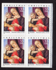 Scott #3355a 33¢ Madonna & Child (Vivarini) Booklet Block of 4 Stamps MNH