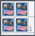 Scott #2276 Flag & Fireworks Plate Block of 4 Stamps - MNH P#2222 LR