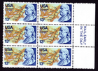 Scott #1690 Franklin & Map of North America Mail Early Block of 6 Stamps - MNH