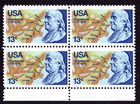 Scott #1690 Franklin & Map of North America Block of 4 Stamps - MNH