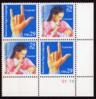Scott #2784a (2783-84) Sign Language Plate Block of 4 Stamps - MNH