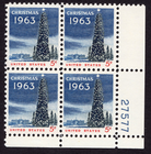Scott #1240 Christmas Tree Plate Block of 4 Stamps - MNH