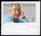 Scott #3659 Ogden Nash (Baltimore, Poetry) Plate # Single 37¢ Stamp - MNH