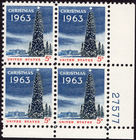 Scott #1240 Christmas Tree Plate Block of 4 Stamps - MNH PC#1