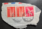 Stamp Swiss 1960 #387 & #390b x2 used