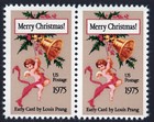 Scott #1580 Merry Christmas Early Card by Prang Horizontal Pair of Stamps - MNH