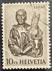 Stamp Swiss #408 St Luke with Wings 1961 #408 used