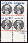 Scott #1753 French Alliance (King Louis XVI) Plate Block of 4 Stamps MNH P#37952