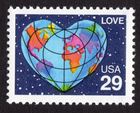 Scott #2535 Love Map Heart Single Stamp - MNH