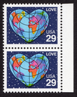 Scott #2535 Love Map Heart Pair of Stamps - MNH