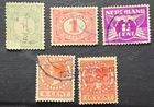 Stamp Netherlands variety 1894-1928 #35, 56, 148, 151, 166 used