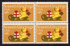 Scott #1940 1981 Teddy Bear on Sleigh Block of 4 Stamps - MNH