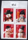 Scott #3687a Snowman Greetings - 37¢ 4 Stamps - MNH Remount #4