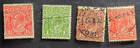 Stamp Australia King George V 1914-1924 A4 #21, 23, 24, 28 used