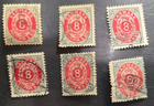 Stamp Denmark A6 8s Slate & Carmine x6 used