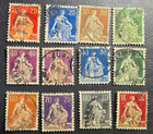 Stamp Swiss 1907-25 Helvetia A25 #132, 133-37, 139-40, 142-44 used