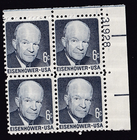 Scott #1393 Dwight Eisenhower Plate Block of 4 Stamps - MNH P#31928 UR