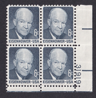 Scott #1393 Dwight Eisenhower Plate Block of 4 Stamps - MNH P#31919 LR