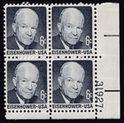 Scott #1393 Dwight Eisenhower Plate Block of 4 Stamps - MNH P#31927 LR