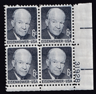 Scott #1393 Dwight Eisenhower Plate Block of 4 Stamps - MNH P#31928 LR