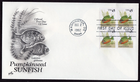 Scott #2481 Pumpkinseed Sunfish 12/02/1992 Block of 4 FDC Washington DC Artcraft