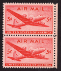 Scott #C32 DC-4 Skymaster Airmail Vertical Pair of Stamps - MNH