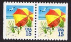 Scott #2443 Beach Umbrella Booklet Horizontal Pair of Stamps - MNH EFO