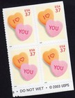 Scott #3833 37¢ Candy Hearts Block of 4 Stamps - MNH