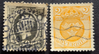 Stamp Sweden 1891-1910 King Oscar II & Coat of Arms #63 and #68 used