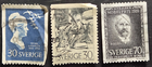 Stamp Sweden Historical Figures 1958-1970 #533, 550 & 880 used