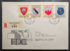 Stamp FDC 1 Sep 1964 Liechtenstein to US (Virginia) #386-389