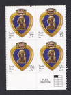 Scott #3784 Purple Heart Block of 4 Stamps - MNH w/Plate Position